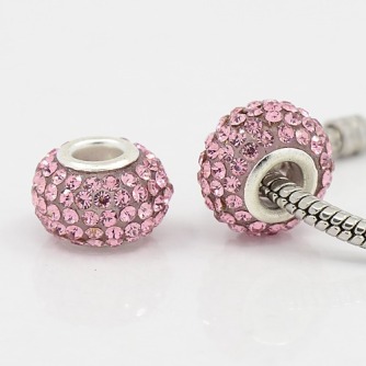 pink rhinestone european beads