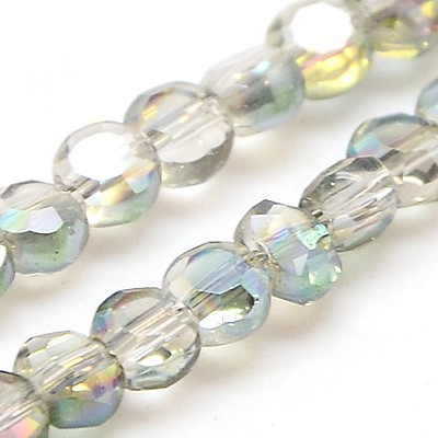 4mm Clear Flat Round Electroplate Glass Beads