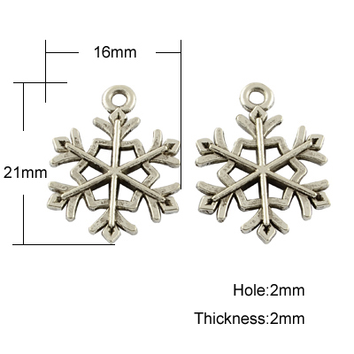 Antique Silver Snowflake Alloy Pendants