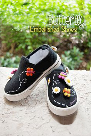butterfly embellished shoes