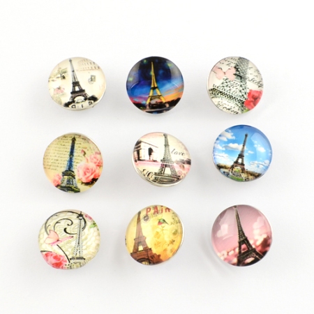 Eiffel Tower Glass Cabochon Snap Buttons